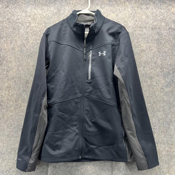 Under Armour Sweater Men Large Adult Black 1/4 Zip Sweatshirts Coldgear Infrared - Picture 1 of 11
